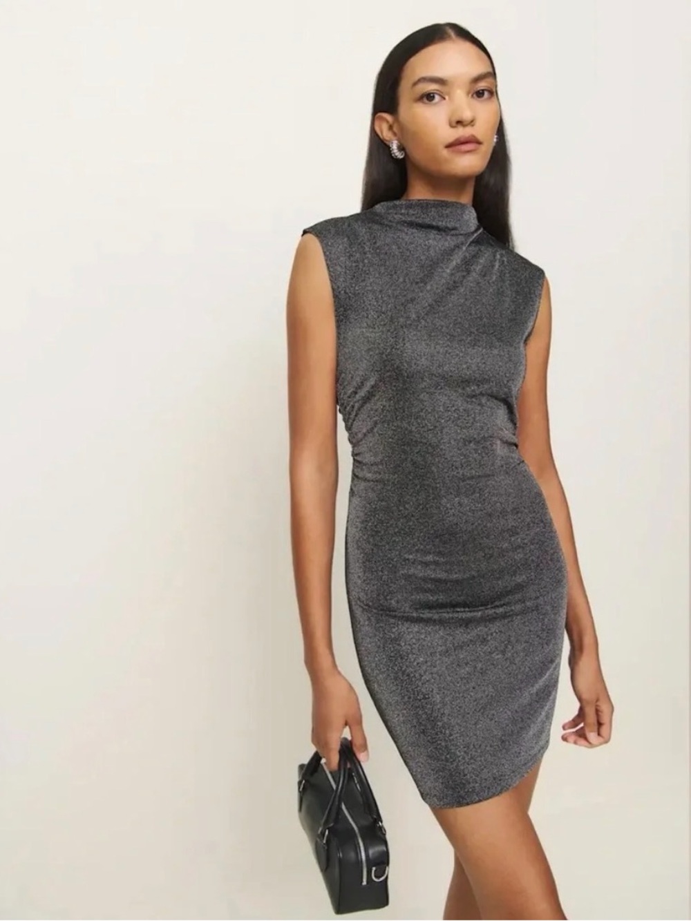 Reformation Black Metallic Dress Size XS